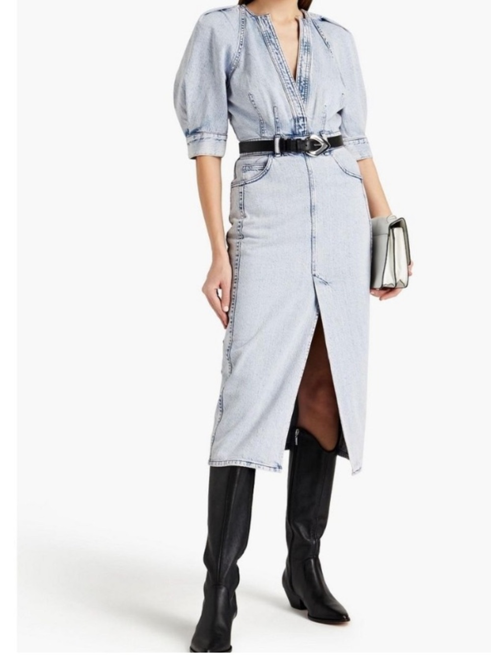 Iro Alysu Denim Midi Dress brand new with tags EU 36 Light Wash - Picture 1 of 15
